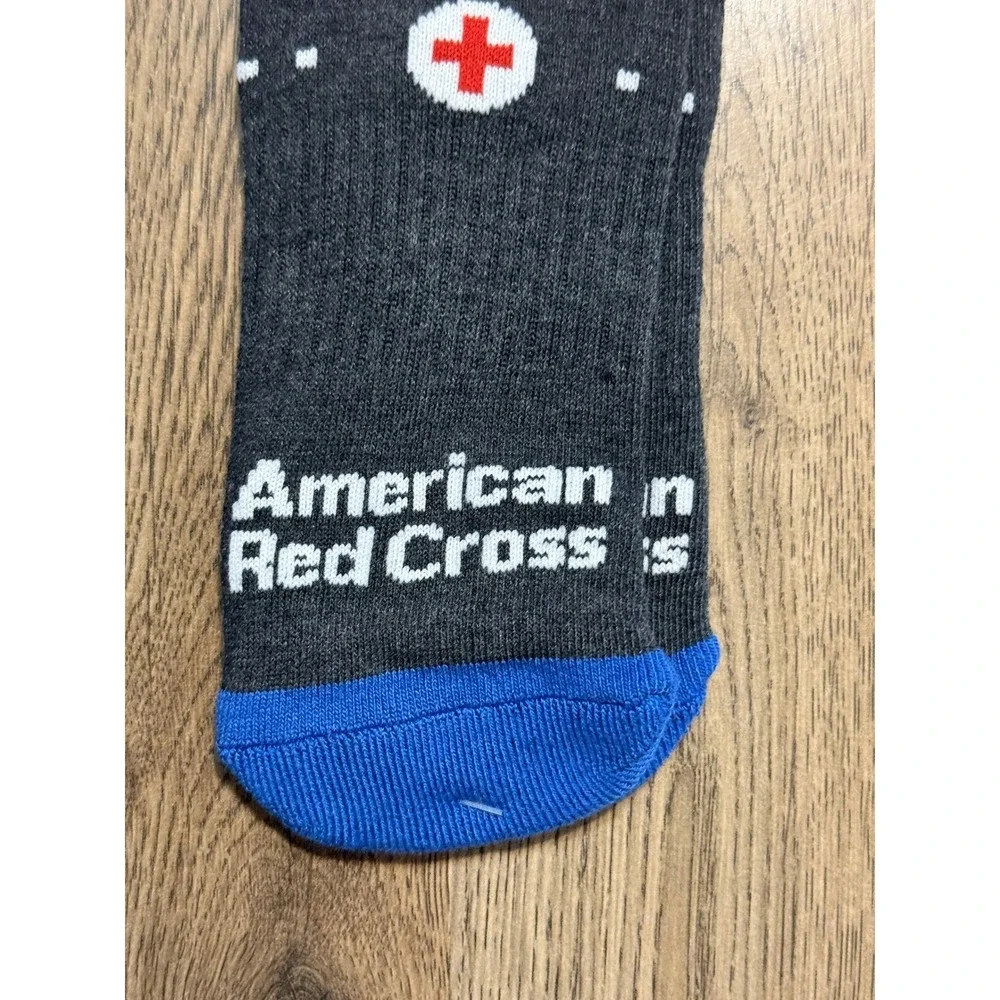 Pac-Man American Red Cross Socks Unisex OSFM Gray Adult Retro Video Game NWT